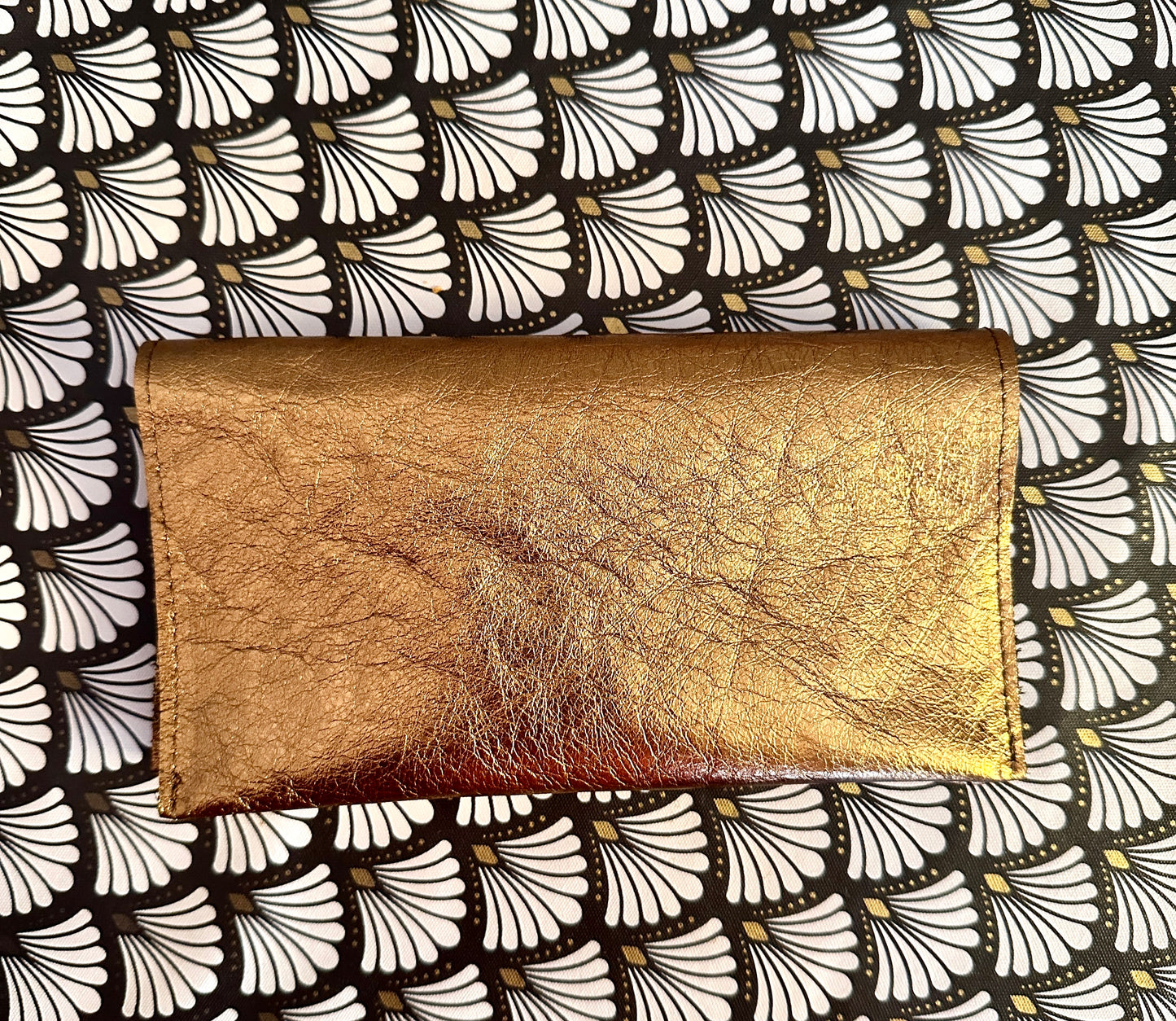 Porte chéquier en cuir Italien bronze