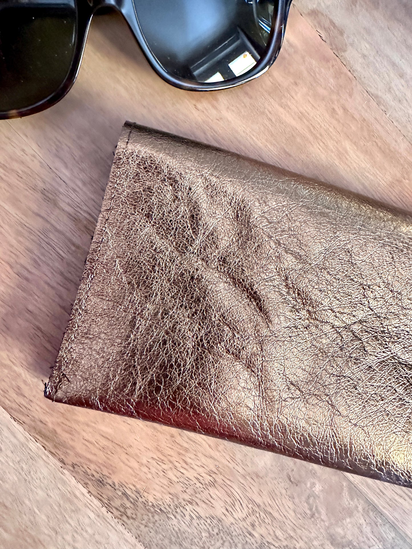 Porte chéquier en cuir Italien bronze