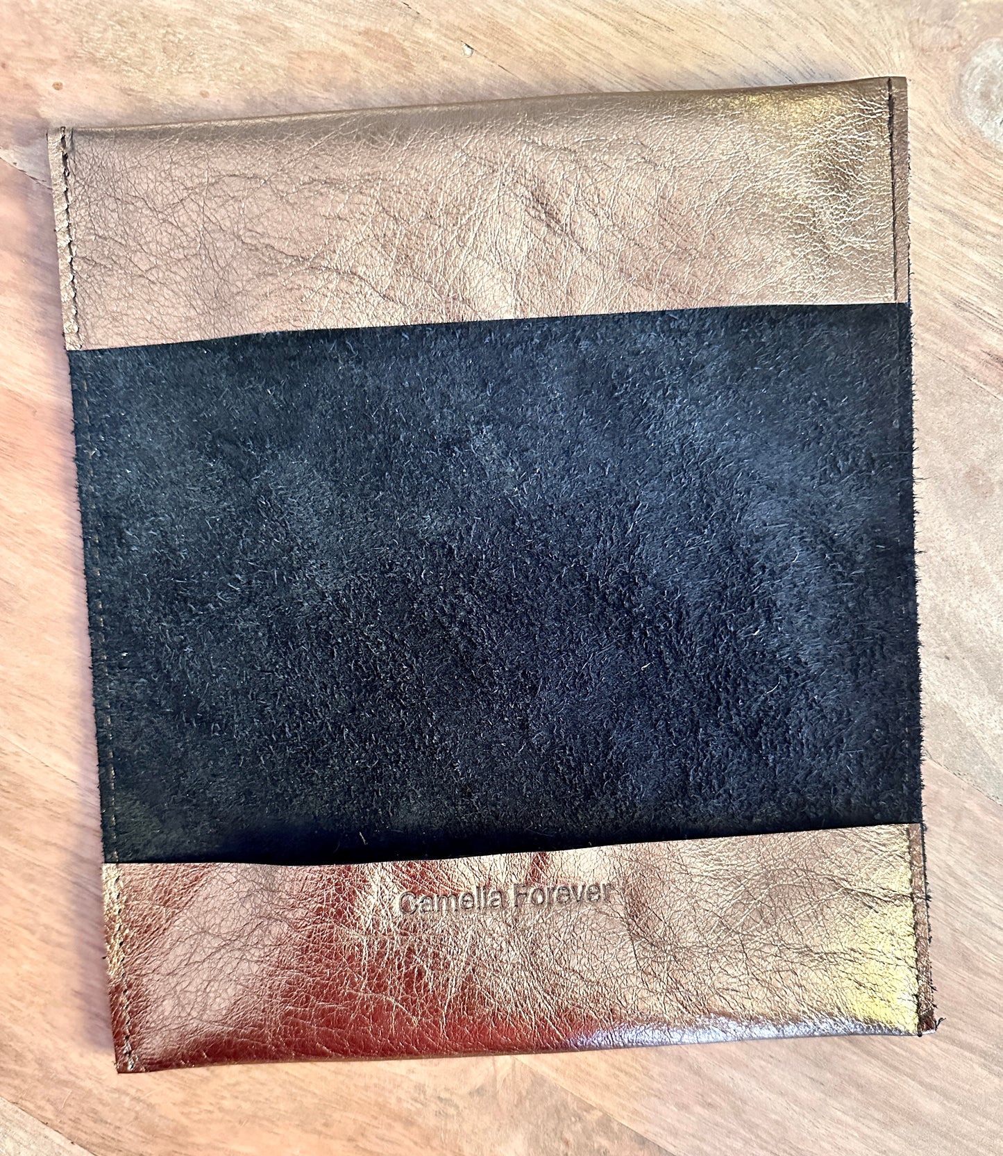 Porte chéquier en cuir Italien bronze