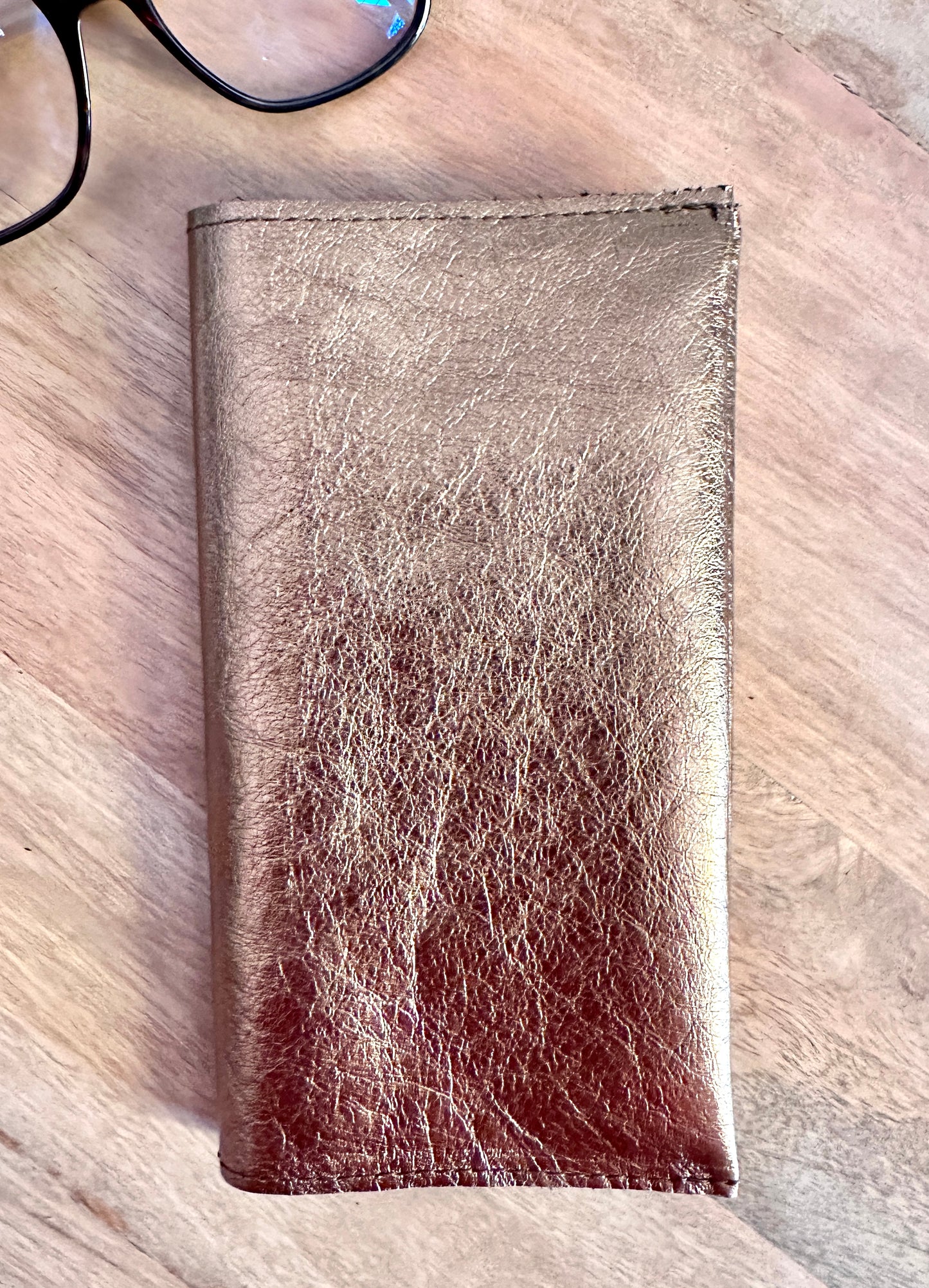 Porte chéquier en cuir Italien bronze