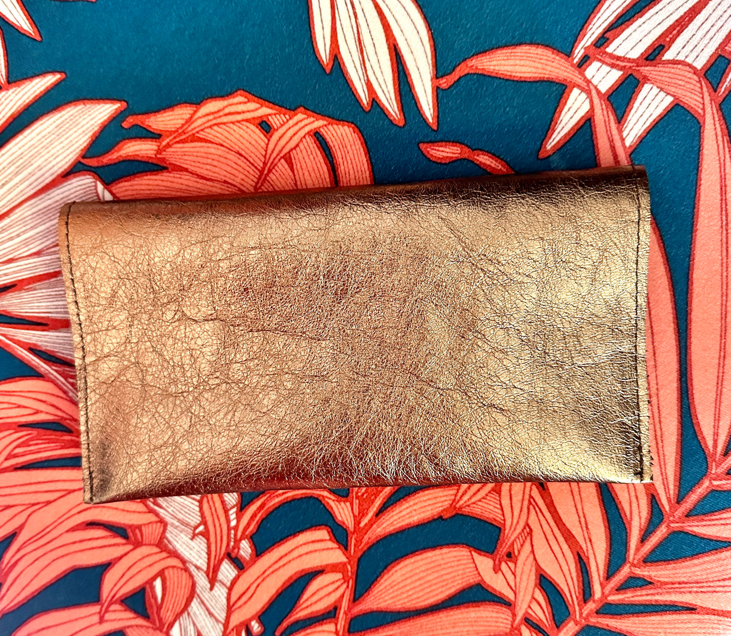 Porte chéquier en cuir Italien bronze