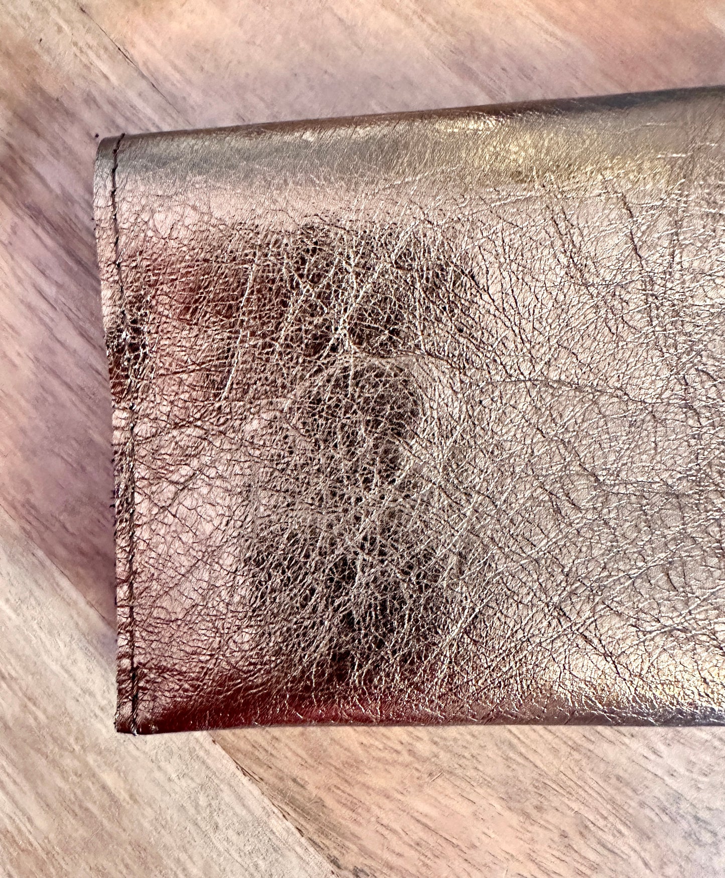 Porte chéquier en cuir Italien bronze