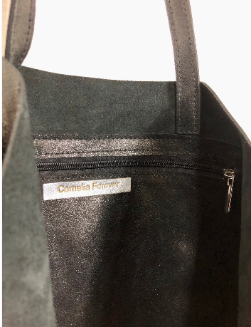 Sac cabas en cuir italien noir métallique