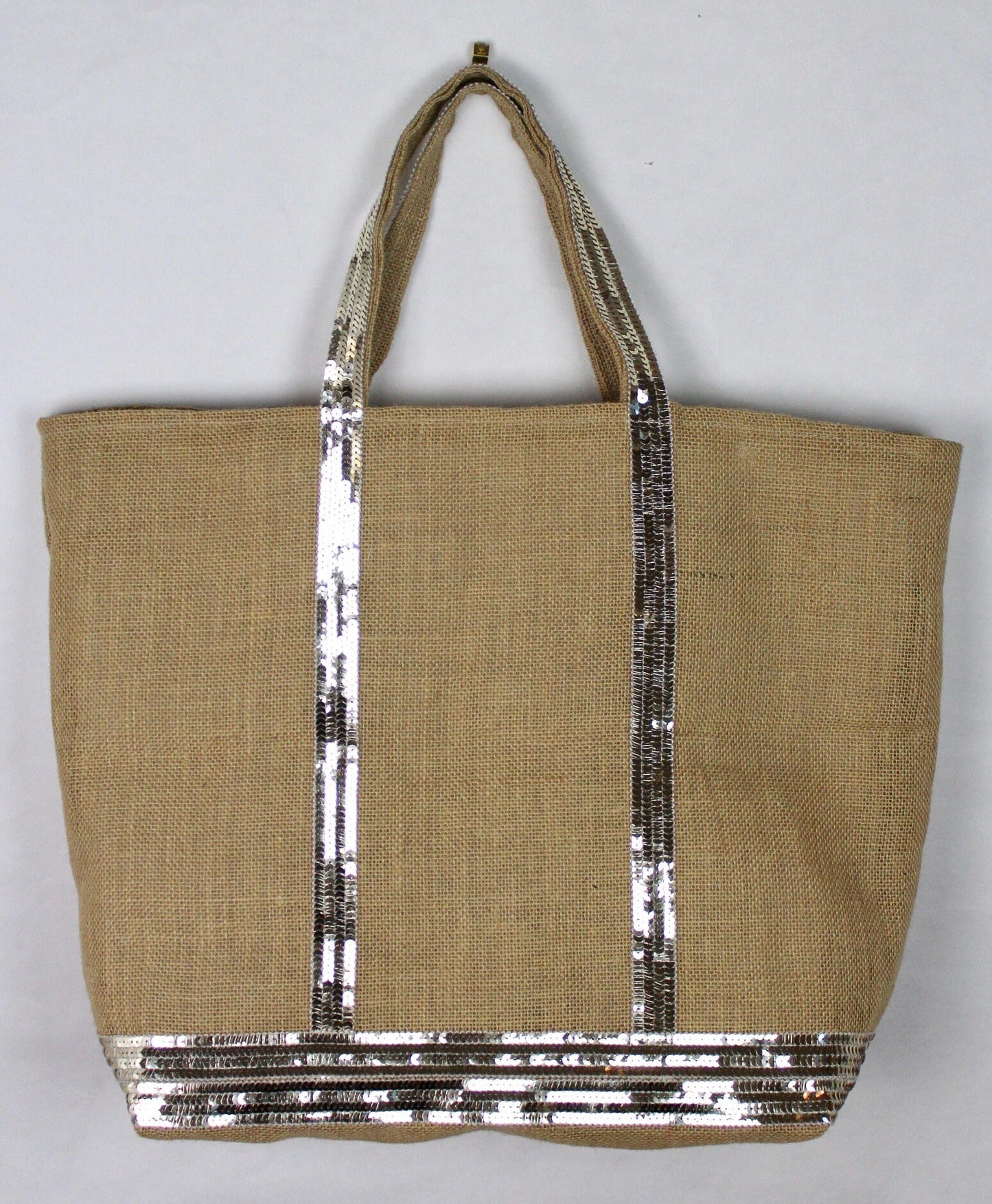 Sac toile de jute, cabas été plage, sac à main paillettes