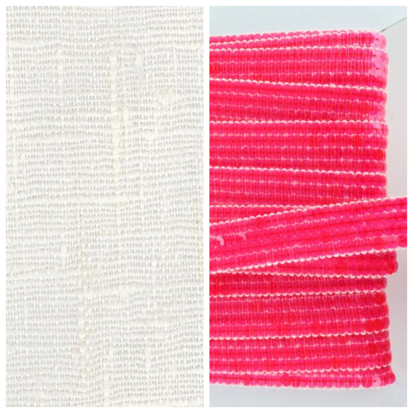 Sac en lin blanc enduit blanc avec sequins rose fluo, sac de plage en lin waterproof avec paillettes, sac à main porté épaule pour l'été