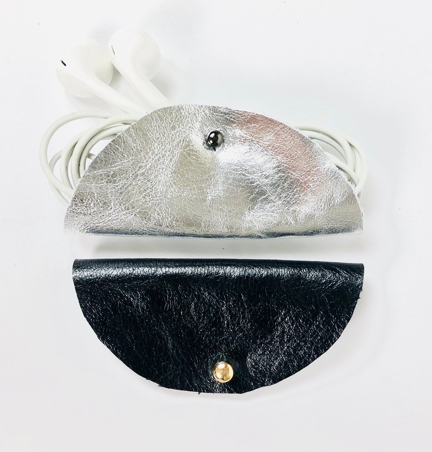 Range écouteurs en cuir - pochette casque cuir - étui casque avec fil - range cable téléphone cuir