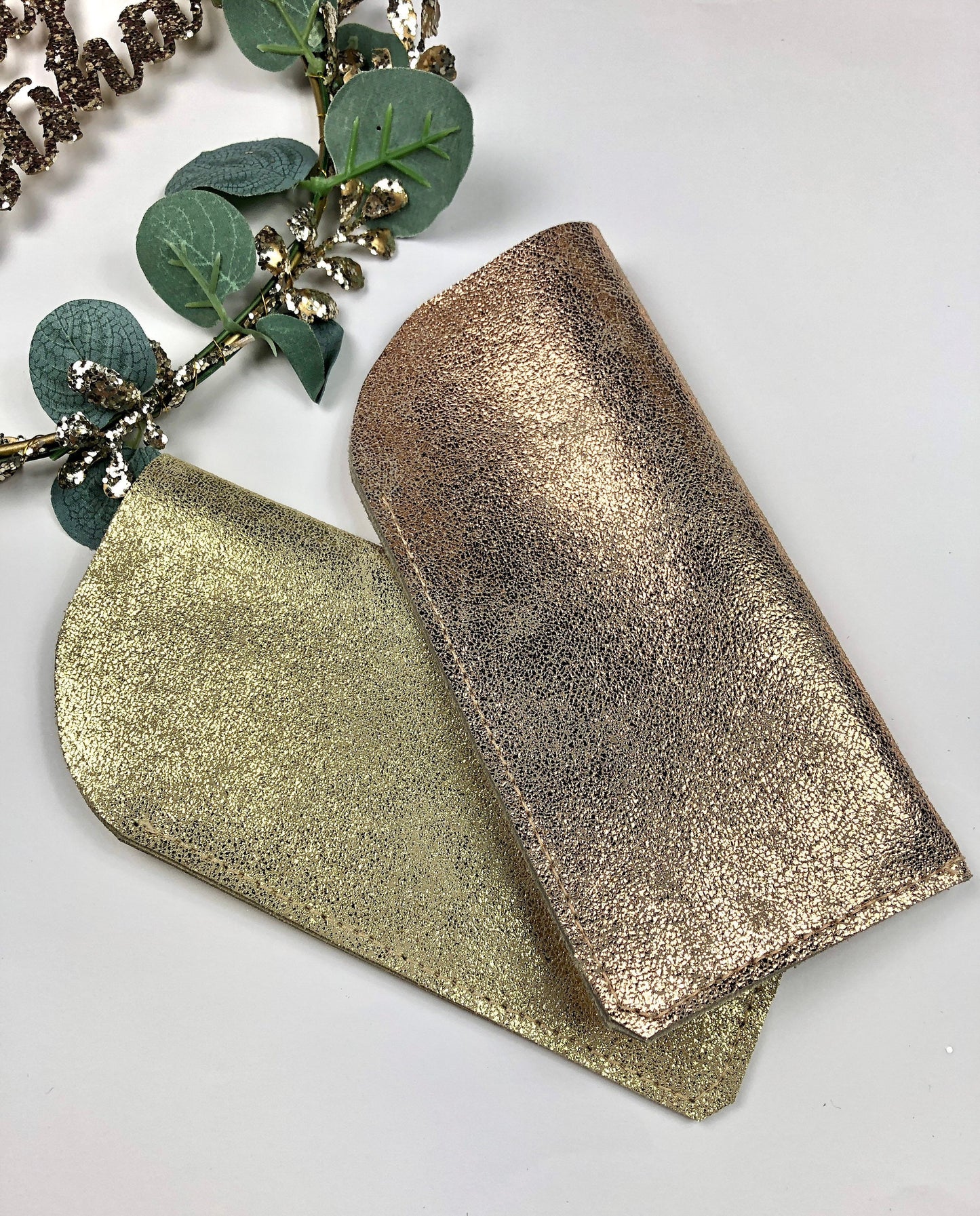 Gold leather glasses case