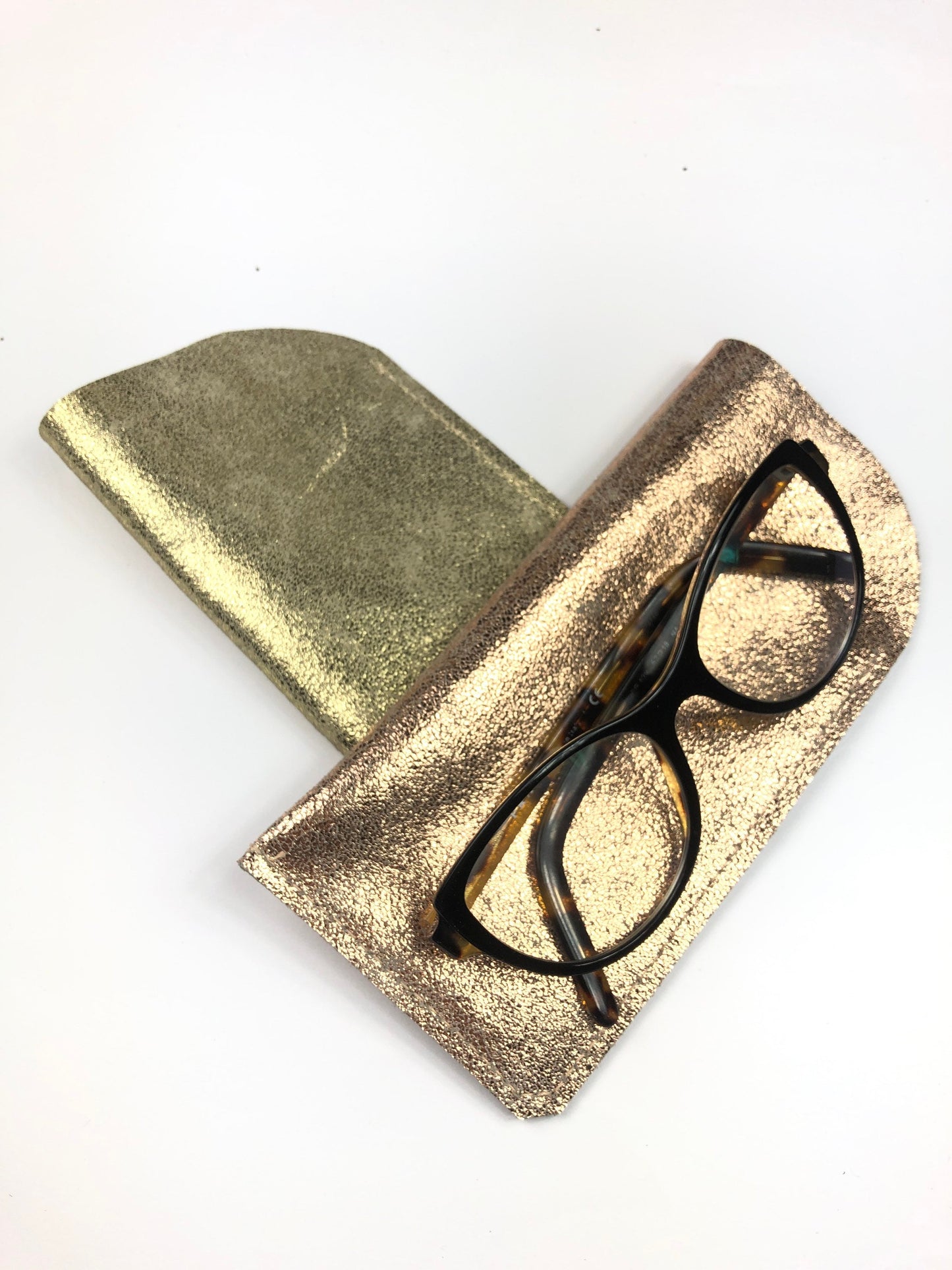 Gold leather glasses case