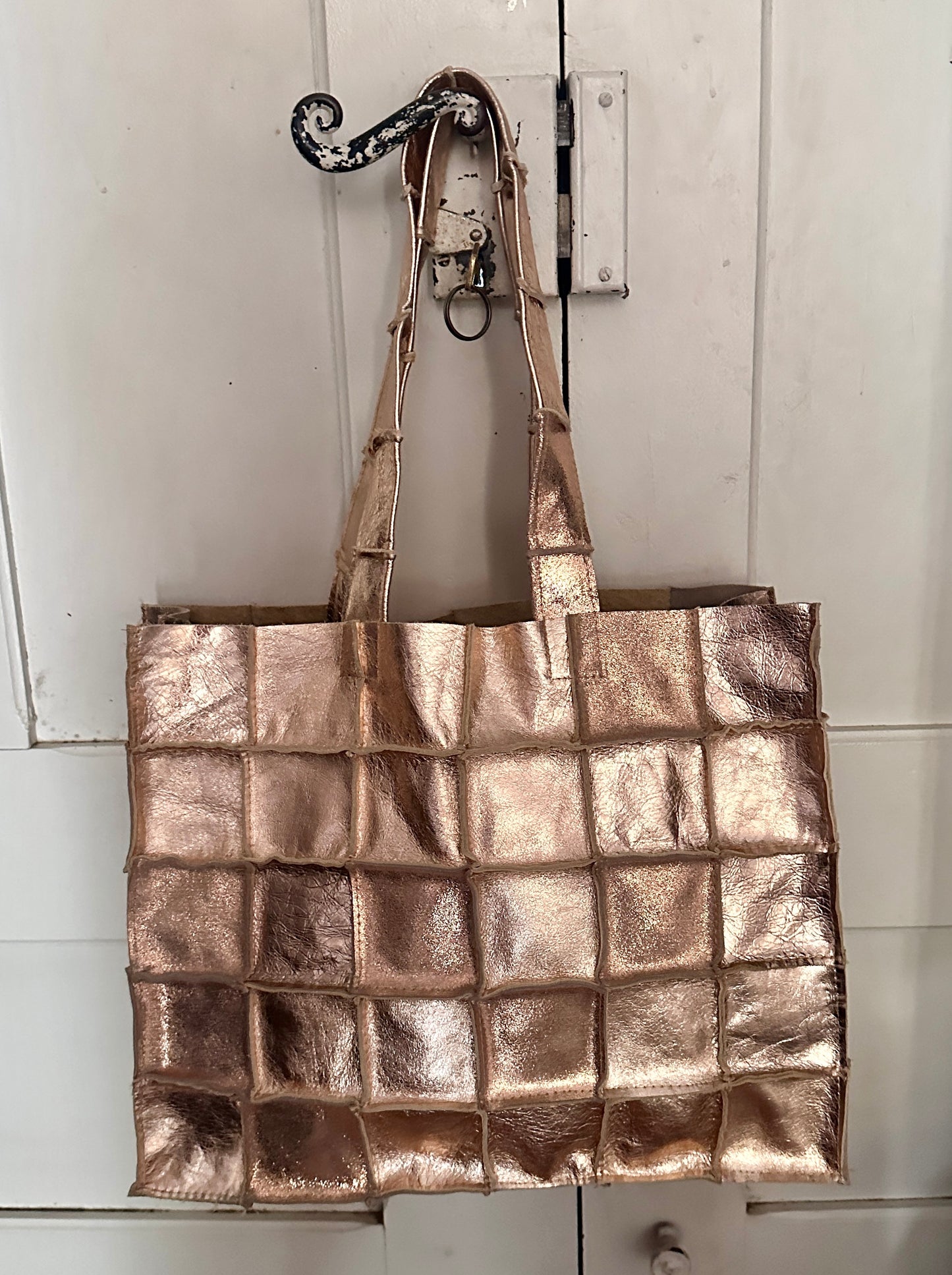 Sac Cabas Unique en Cuir Italien rose doré– Fait Main, Modèle Exclusif