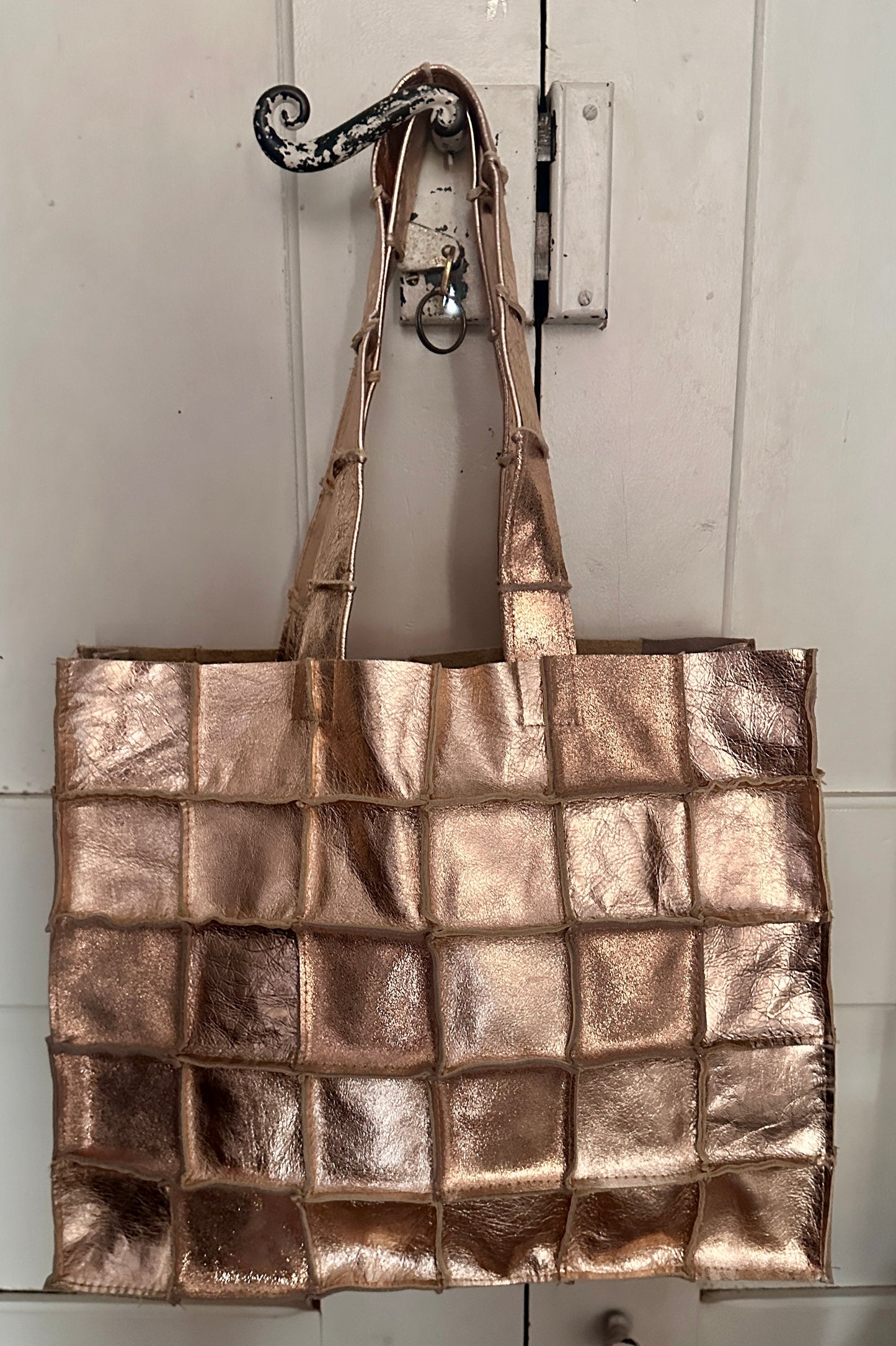 Sac Cabas Unique en Cuir Italien rose doré– Fait Main, Modèle Exclusif