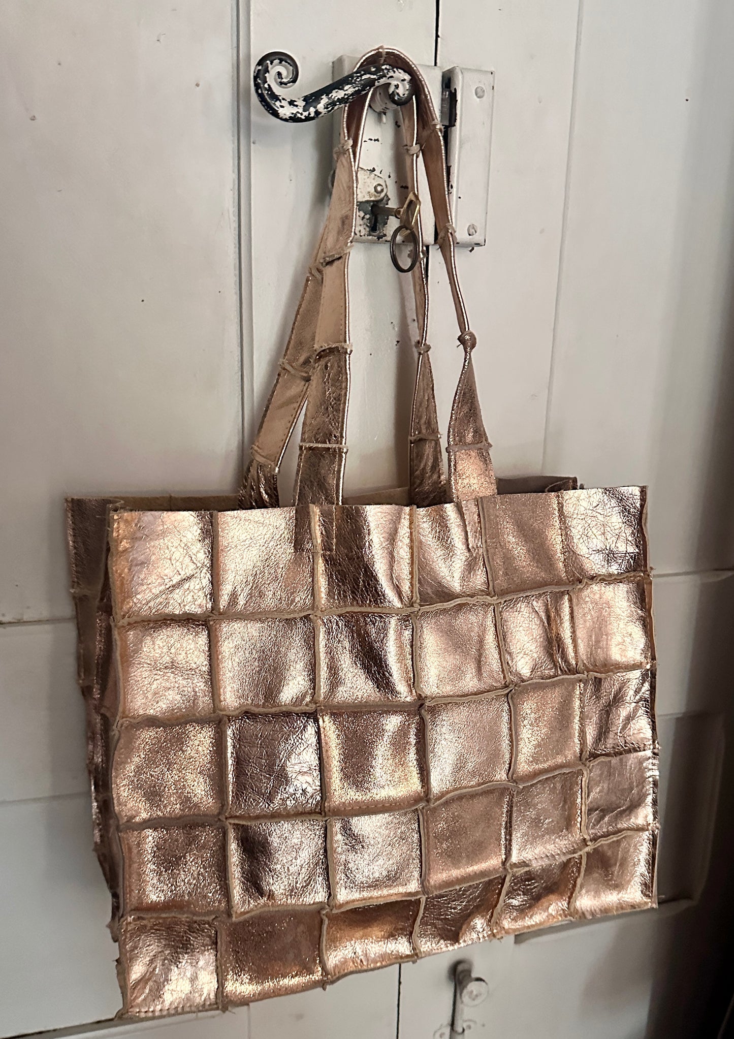 Sac Cabas Unique en Cuir Italien rose doré– Fait Main, Modèle Exclusif