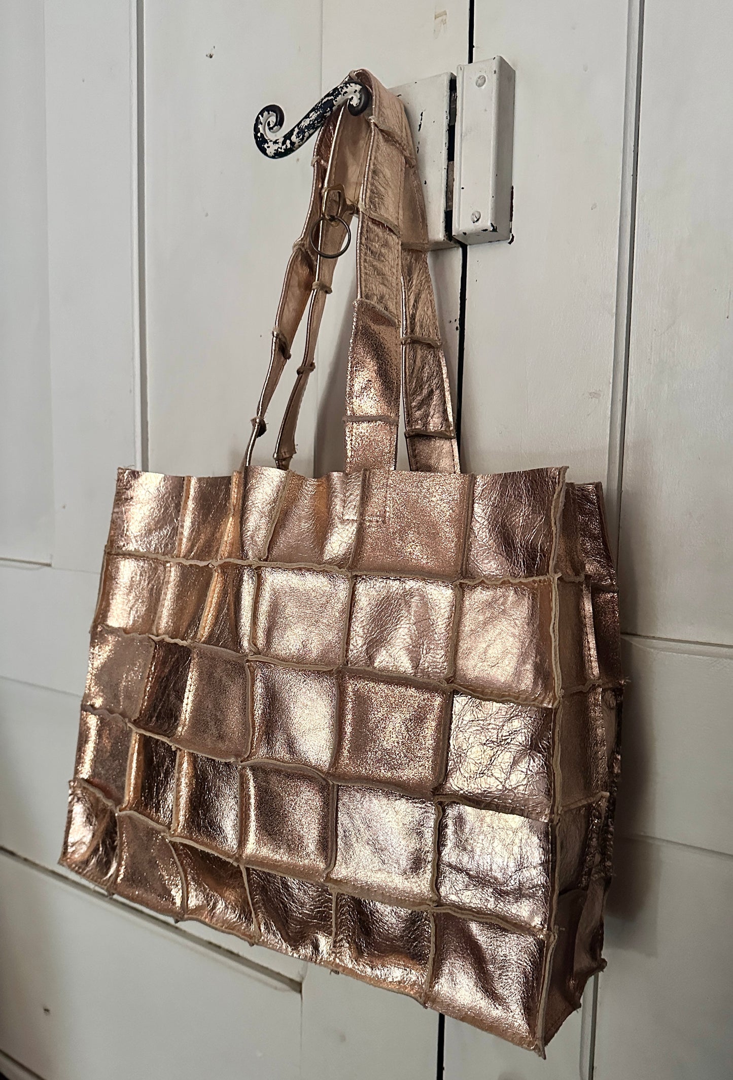 Sac Cabas Unique en Cuir Italien rose doré– Fait Main, Modèle Exclusif