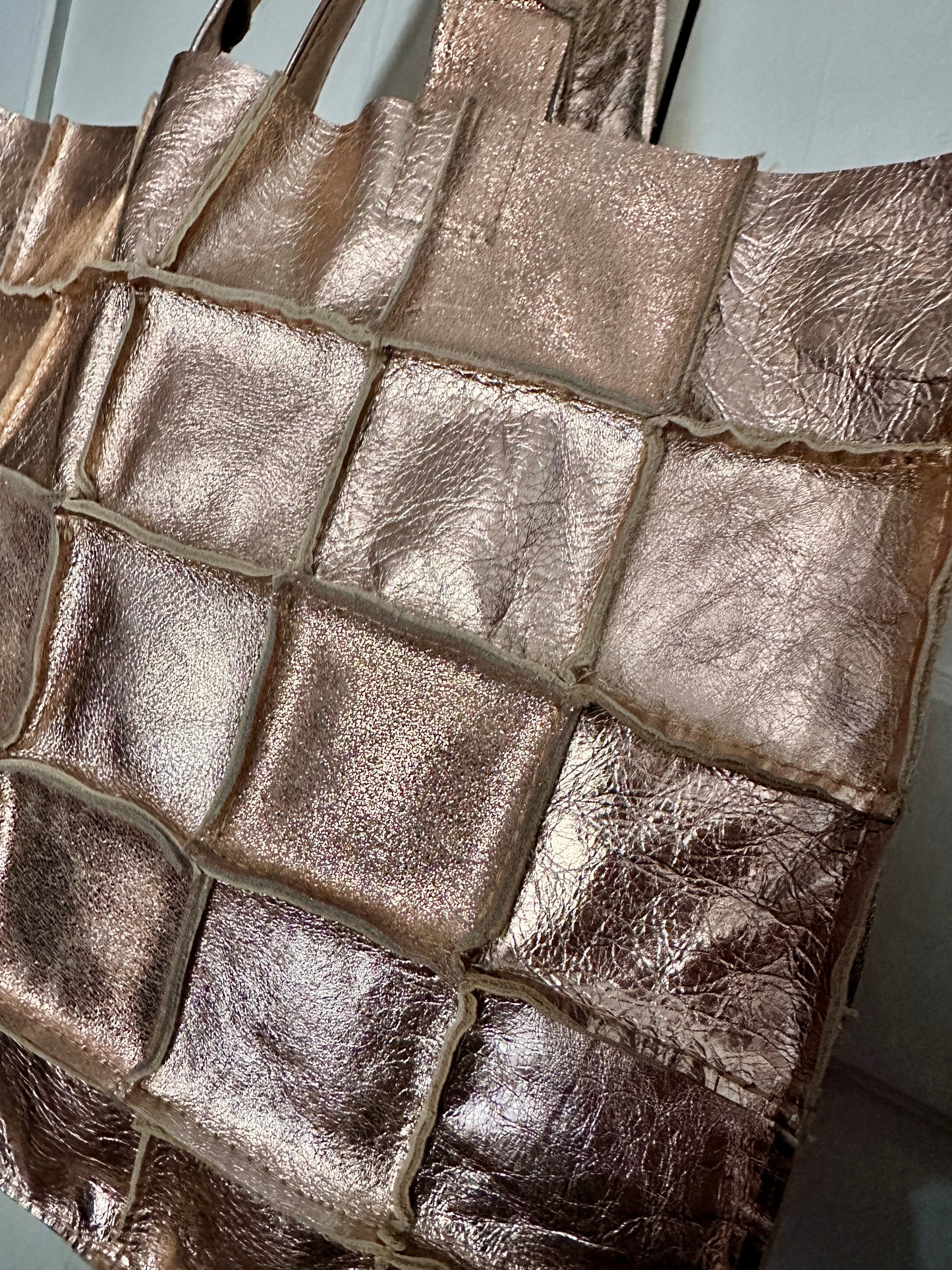 Sac Cabas Unique en Cuir Italien rose doré– Fait Main, Modèle Exclusif