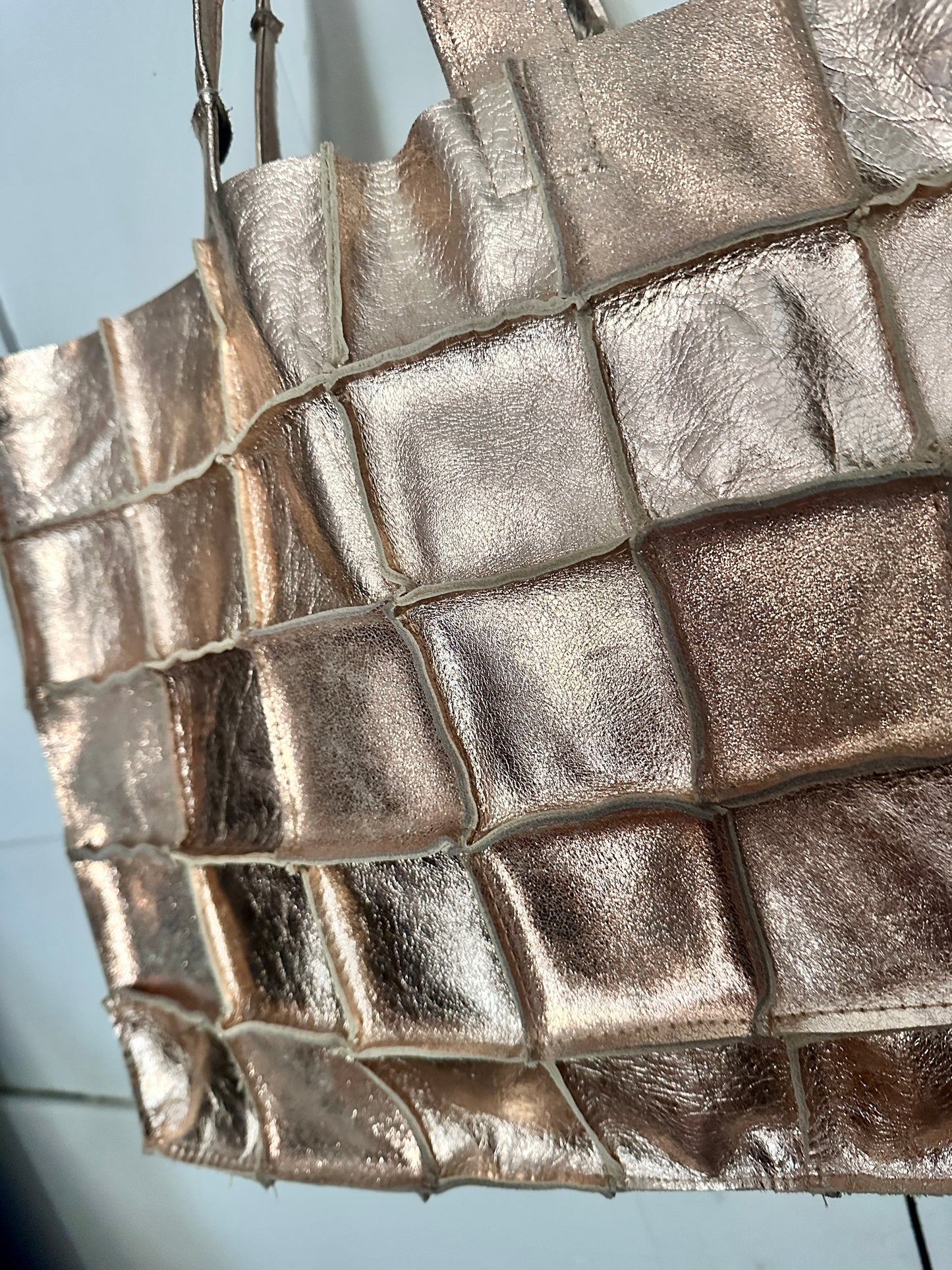Sac Cabas Unique en Cuir Italien rose doré– Fait Main, Modèle Exclusif