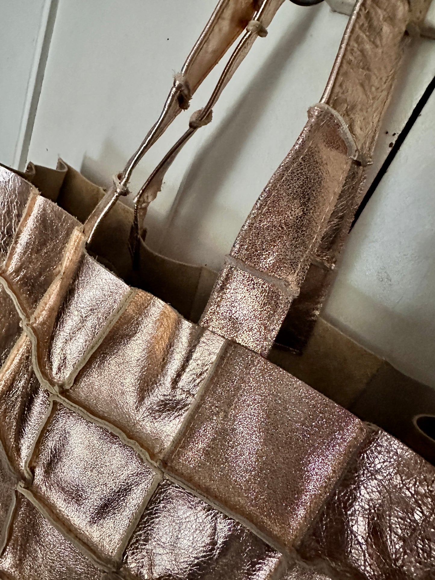 Sac Cabas Unique en Cuir Italien rose doré– Fait Main, Modèle Exclusif