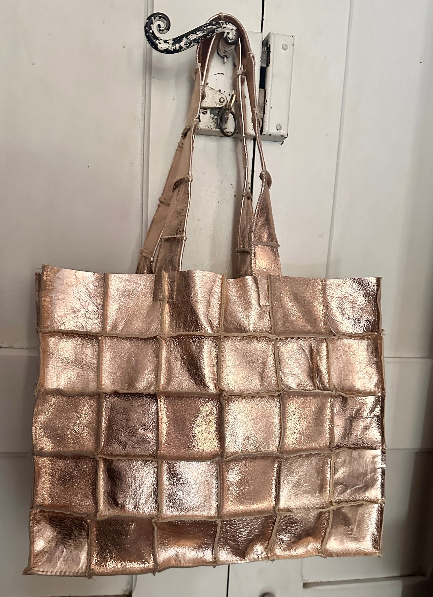 Sac Cabas Unique en Cuir Italien rose doré– Fait Main, Modèle Exclusif