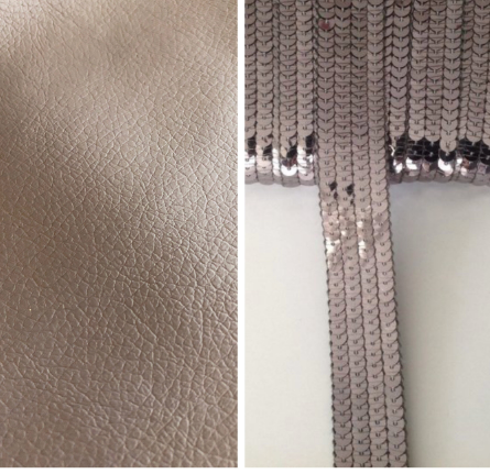 Sac cabas simili cuir taupe paillettes gris fumé