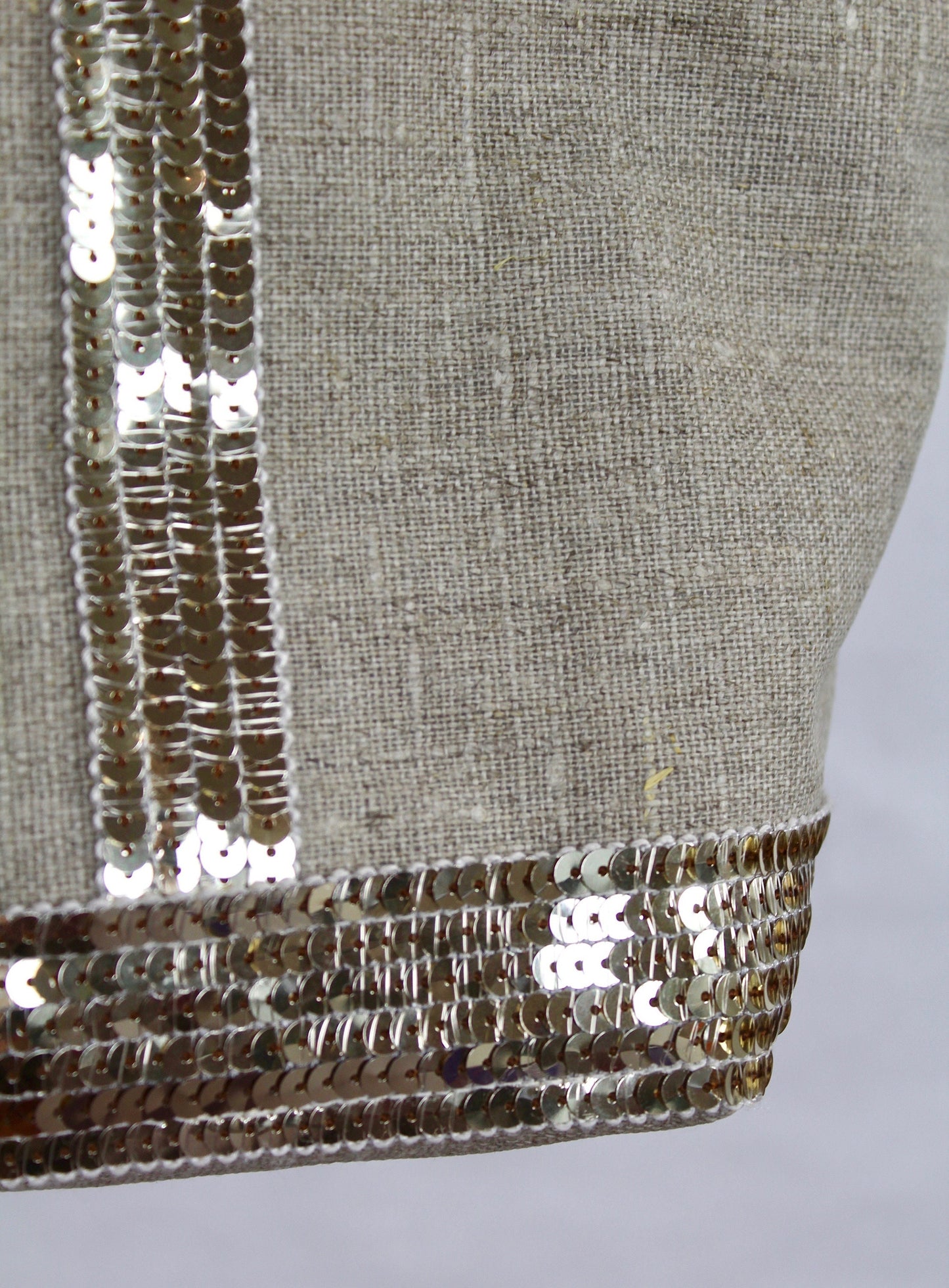 Natural coated linen shoulder bag with gold glitter, tote bag with zipper, summer tote bag, linen shoulder tote bag