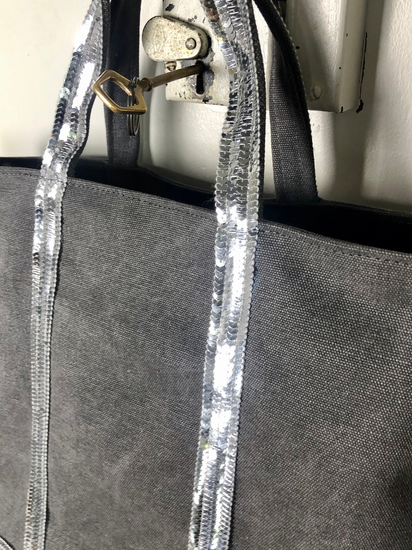 Gray sequin tote bag - gray tote bag with sequins - mom tote bag - personalized bag