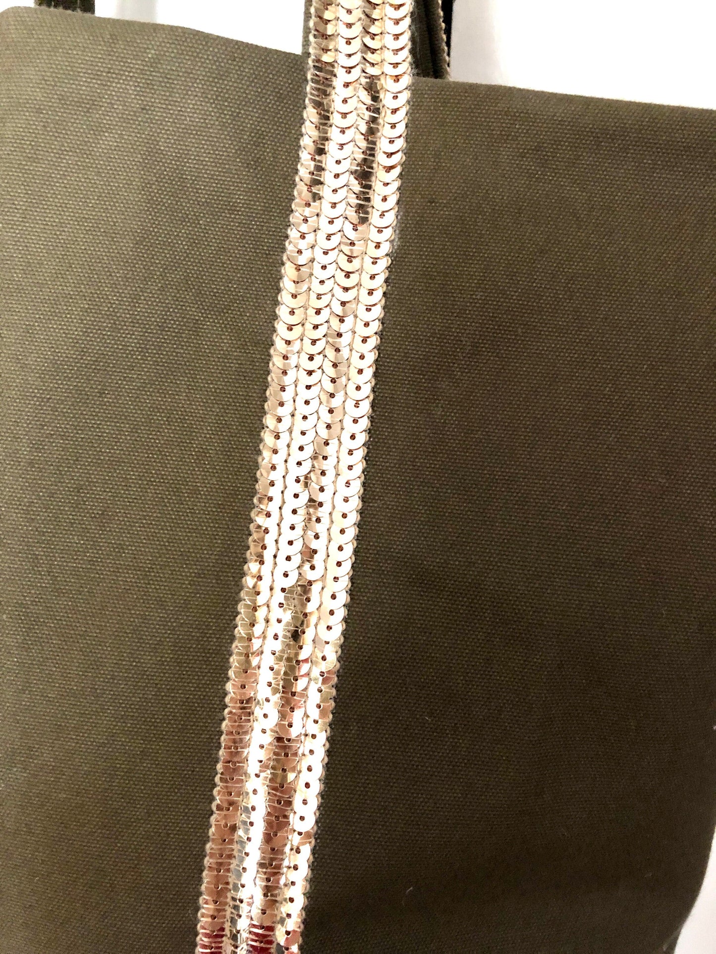 M khaki canvas and sequins tote bag