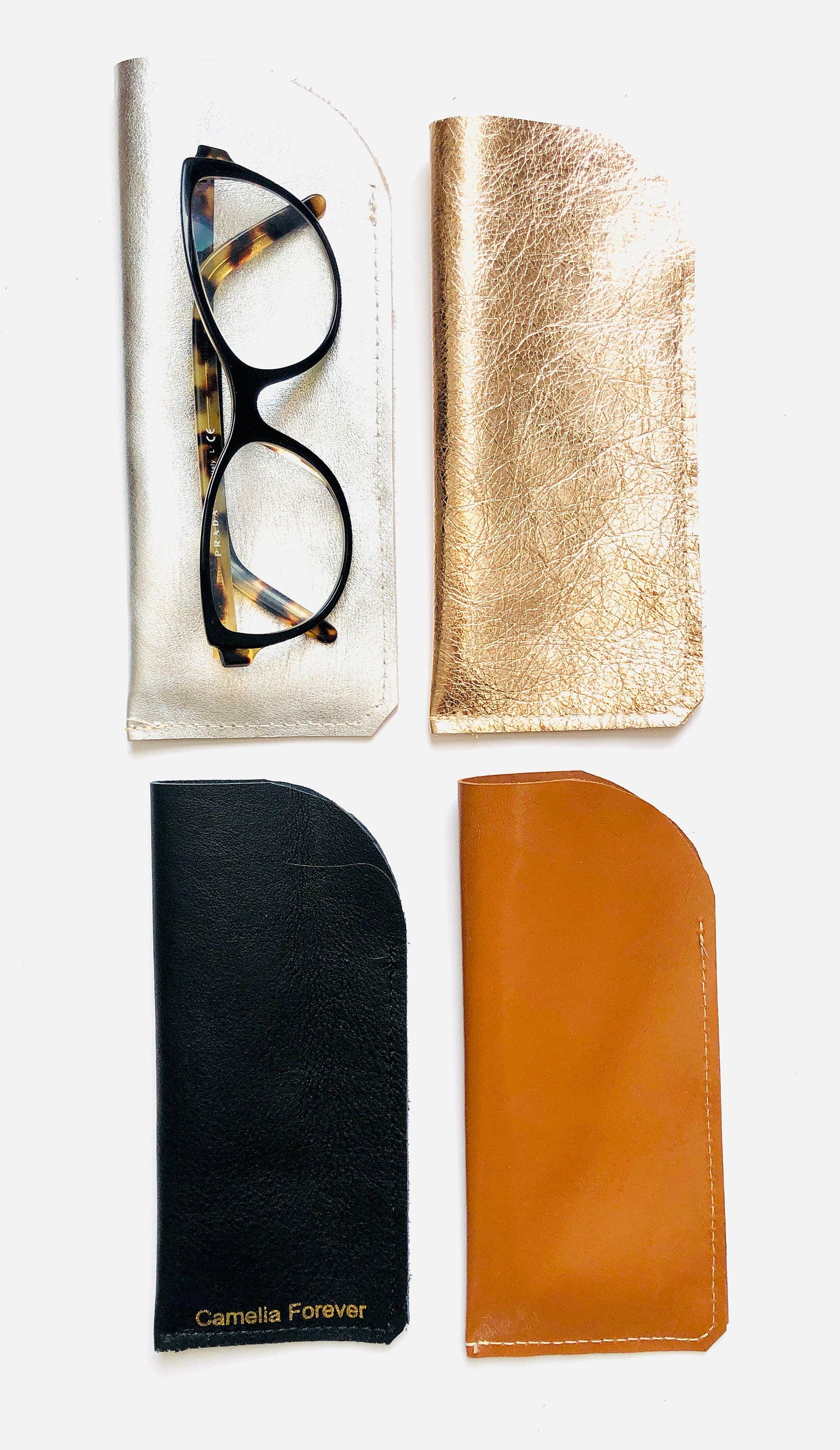 Etui à lunettes en cuir doré,  protège lunettes doré pour femme, cadeau personnalisable, pochette lunettes de soleil