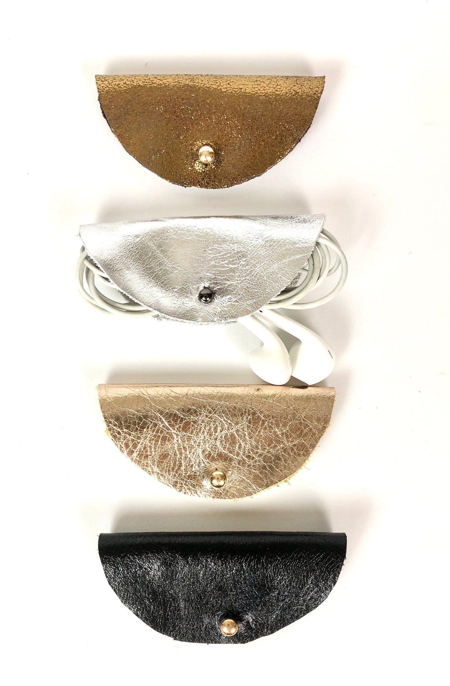 Range écouteurs en cuir - pochette casque cuir - étui casque avec fil - range cable téléphone cuir