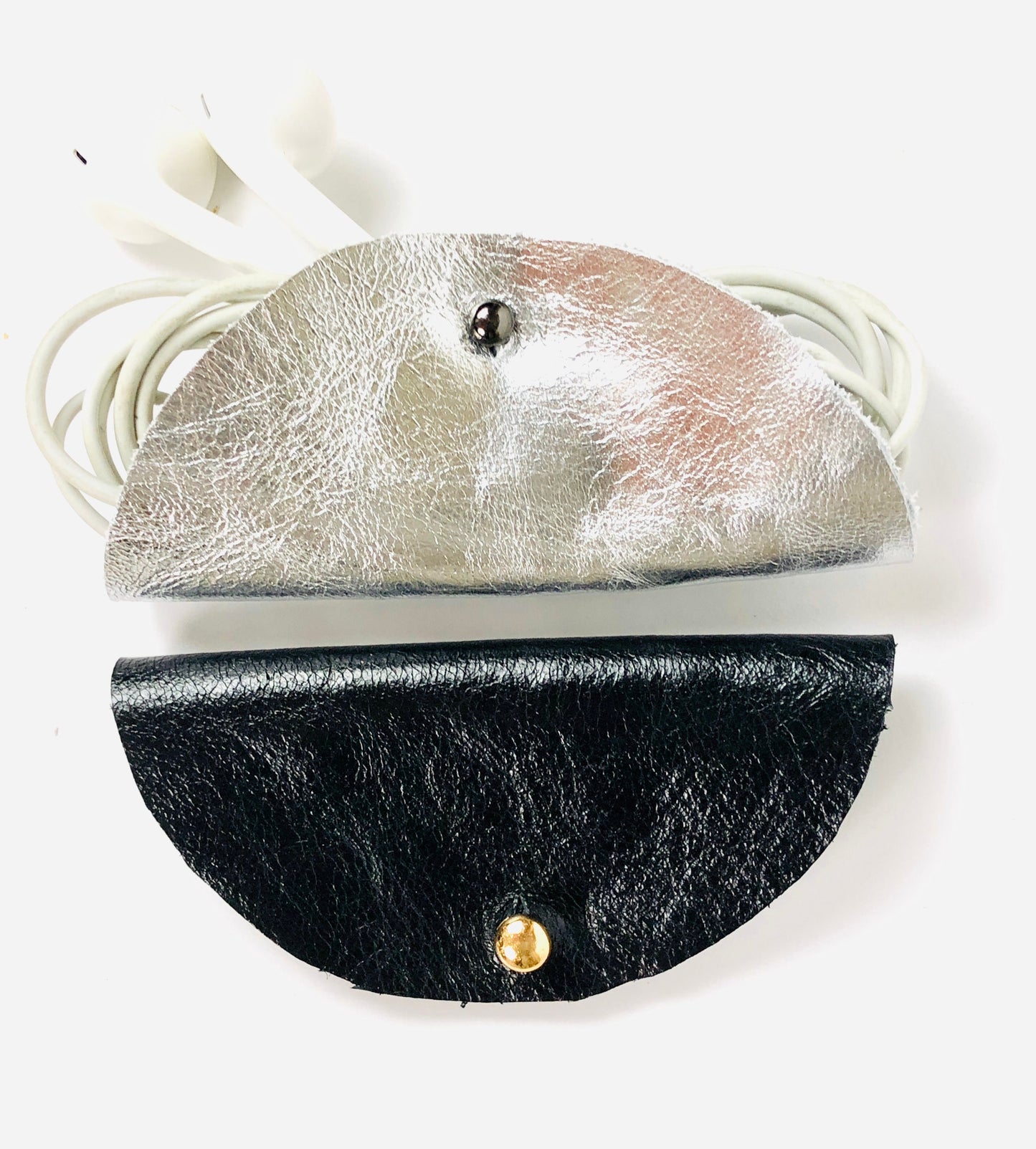 Leather headphone range - leather headphone pouch - wired headphone case - leather phone cable holder